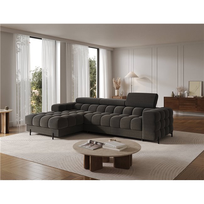 Corner sofa Elferlo L, sleeping function, Sola 06, dark grey, H93x285x181cm