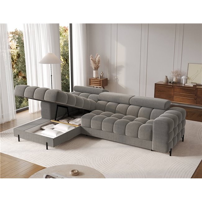 Corner sofa Elferlo L, sleeping function, Sola 06, dark grey, H93x285x181cm