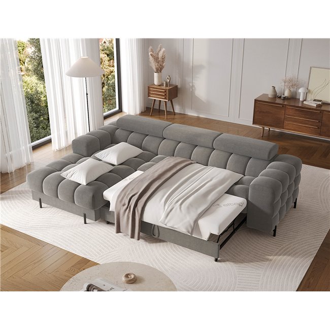 Corner sofa Elferlo L, sleeping function, Sola 06, dark grey, H93x285x181cm