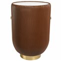 Coffee table Jallo Brown, sintered stone/iron/eco leather, D40cm H60cm