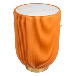 Kavos staliukas Jallo Orange, sukepintas akmuo/metalas/eko oda, D40cm H60cm