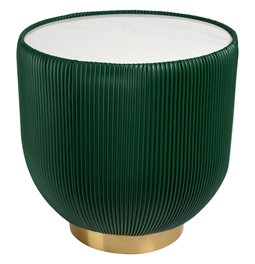 Side table Jello Green, sintered stone/iron/eco leather, D50cm H50cm