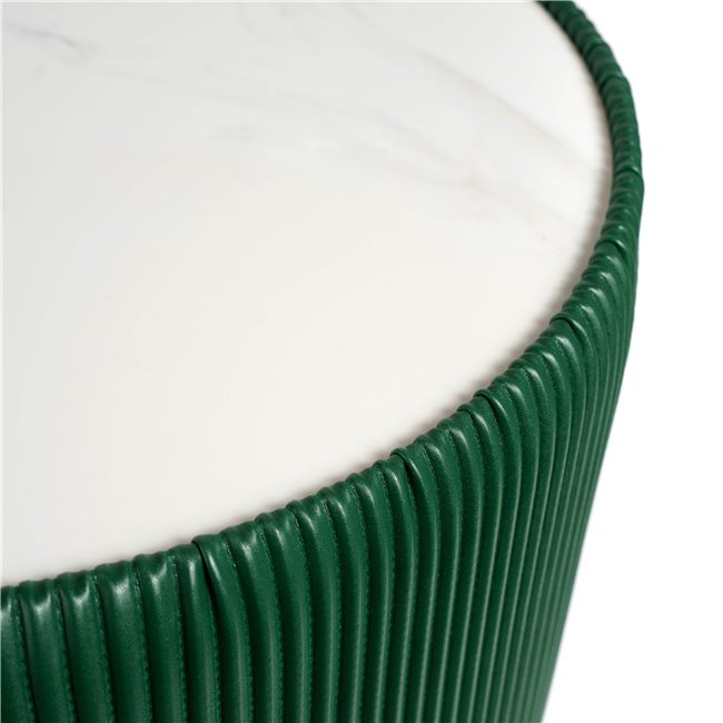 Side table Jello Green, sintered stone/iron/eco leather, D50cm H50cm