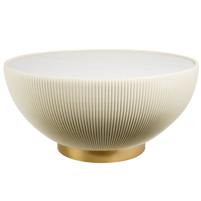 Side table Jello White, sintered stone/iron/eco leather, D80cm H40cm