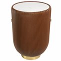 Coffee table Jallo Brown, sintered stone/iron/eco leather, D40cm H60cm