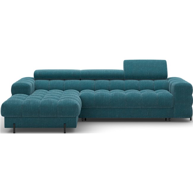 Corner sofa Elferlo L, sleeping function, Amore 40, boucle, blue, H93x285x181cm