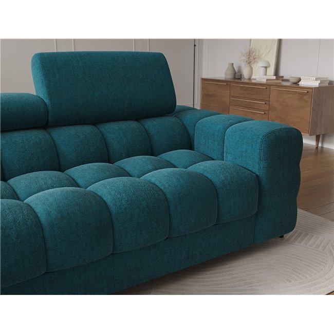 Corner sofa Elferlo L, sleeping function, Amore 40, boucle, blue, H93x285x181cm