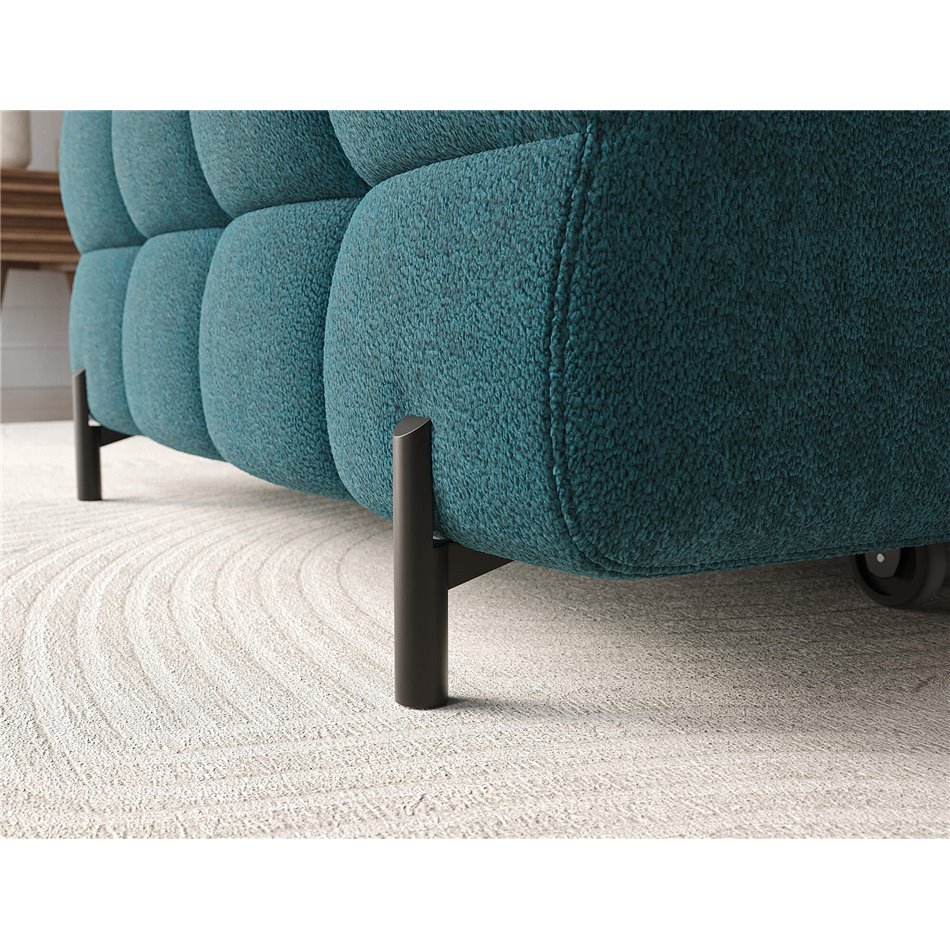 Corner sofa Elferlo L, sleeping function, Amore 40, boucle, blue, H93x285x181cm