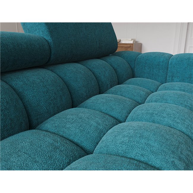 Corner sofa Elferlo L, sleeping function, Amore 40, boucle, blue, H93x285x181cm