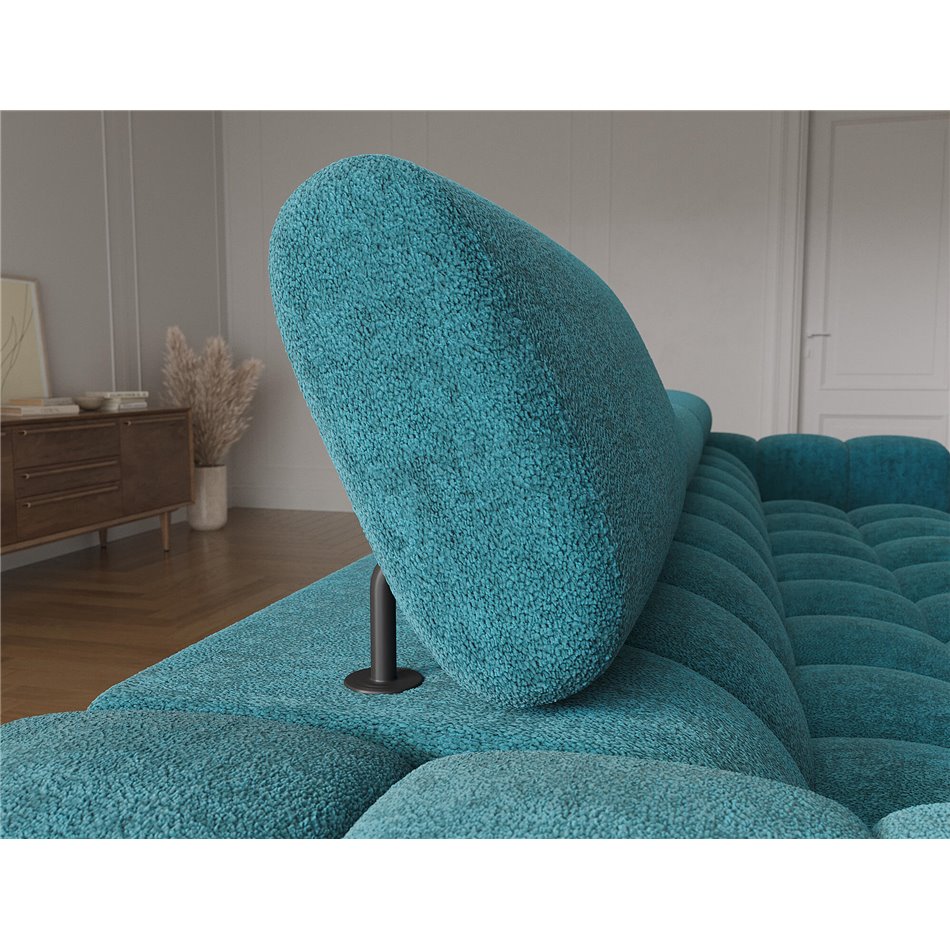 Corner sofa Elferlo L, sleeping function, Amore 40, boucle, blue, H93x285x181cm