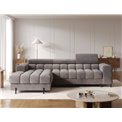 Corner sofa Elferlo L, sleeping function, Aura 04, velvet, grey, H93x285x181cm
