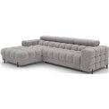 Corner sofa Elferlo L, sleeping function, Aura 04, velvet, grey, H93x285x181cm