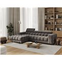 Corner sofa Elferlo L, sleeping function, Aura 04, velvet, grey, H93x285x181cm