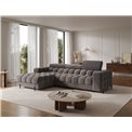Corner sofa Elferlo L, sleeping function, Aura 04, velvet, grey, H93x285x181cm
