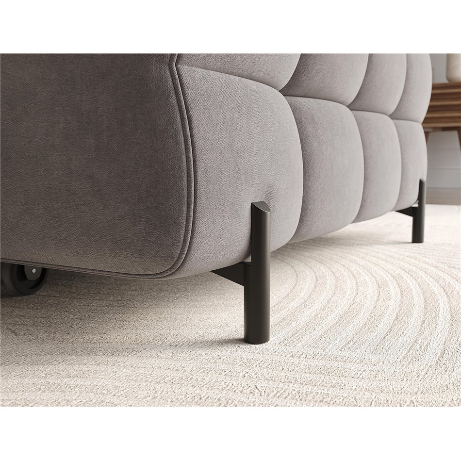 Corner sofa Elferlo L, sleeping function, Aura 04, velvet, grey, H93x285x181cm