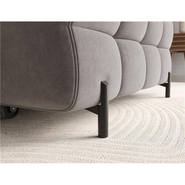 Corner sofa Elferlo L, sleeping function, Aura 04, velvet, grey, H93x285x181cm