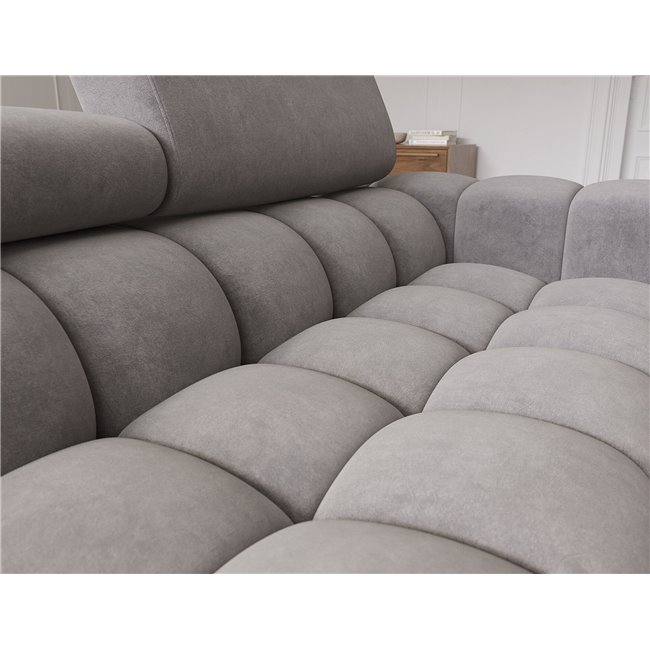 Corner sofa Elferlo L, sleeping function, Aura 04, velvet, grey, H93x285x181cm