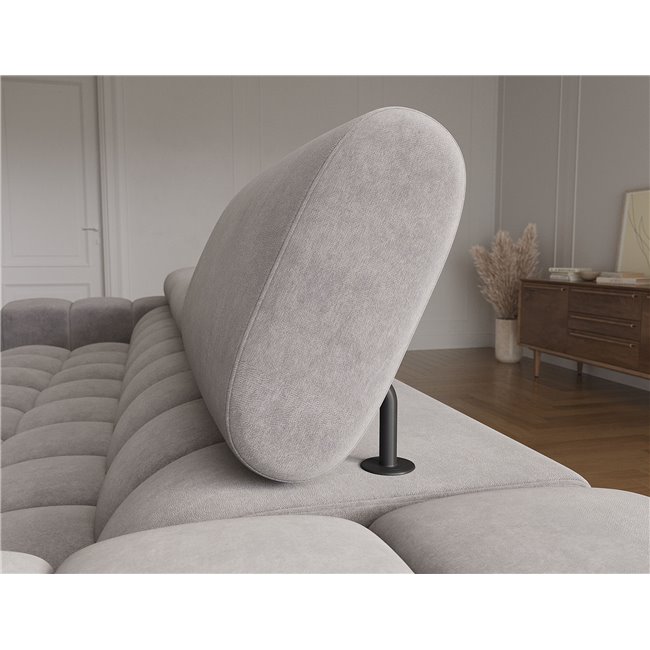 Corner sofa Elferlo L, sleeping function, Aura 04, velvet, grey, H93x285x181cm