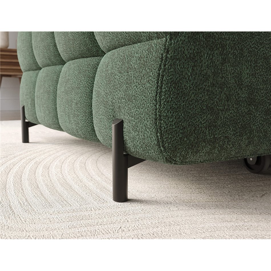 Corner sofa Elferlo L, sleeping function, Amore 35, boucle, green, H93x285x181cm