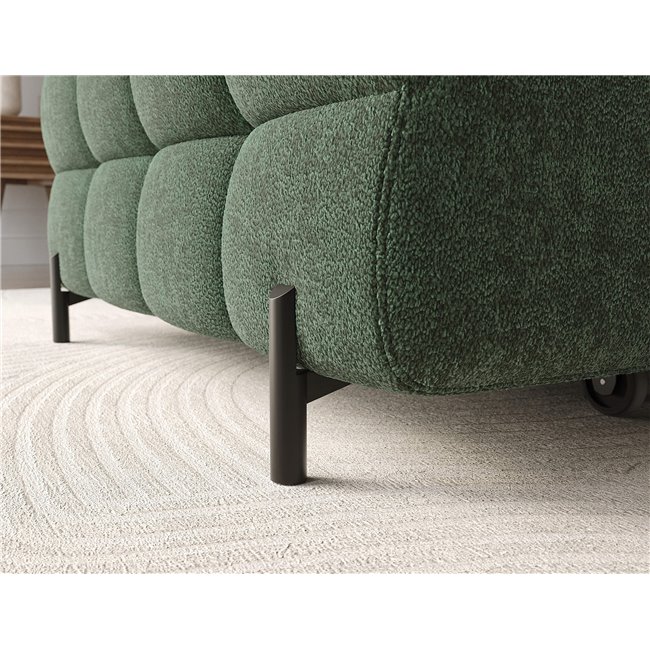 Corner sofa Elferlo L, sleeping function, Amore 35, boucle, green, H93x285x181cm
