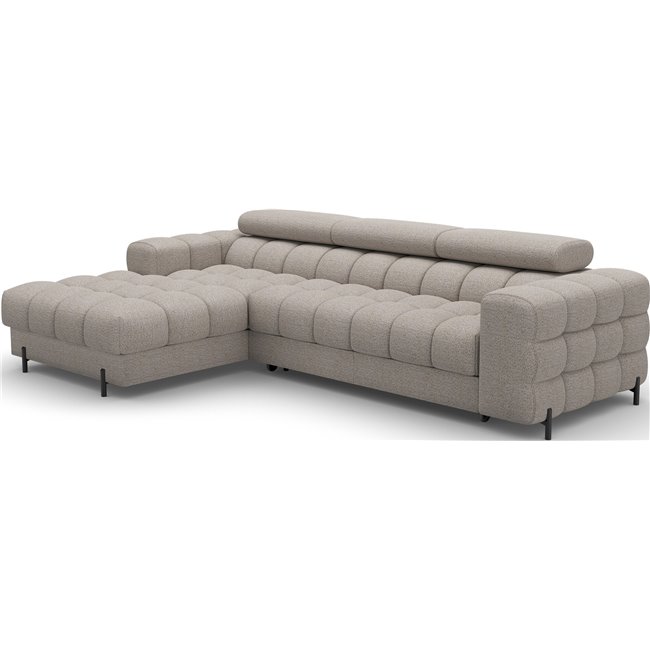 Corner sofa Elferlo L, sleeping function, Royal 20, boucle, beige, H93x285x181cm