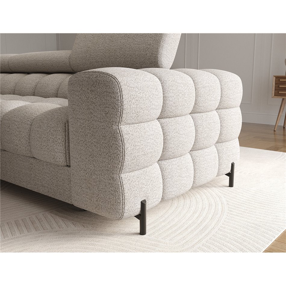Corner sofa Elferlo L, sleeping function, Royal 20, boucle, beige, H93x285x181cm