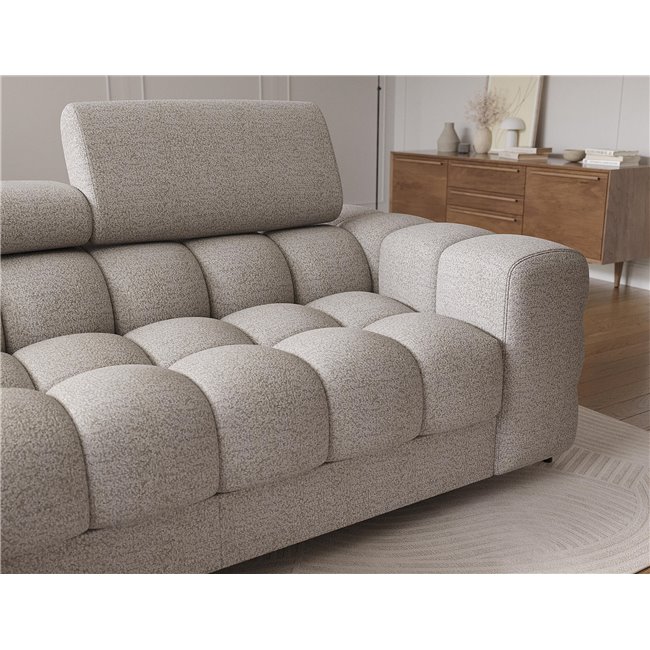 Corner sofa Elferlo L, sleeping function, Royal 20, boucle, beige, H93x285x181cm