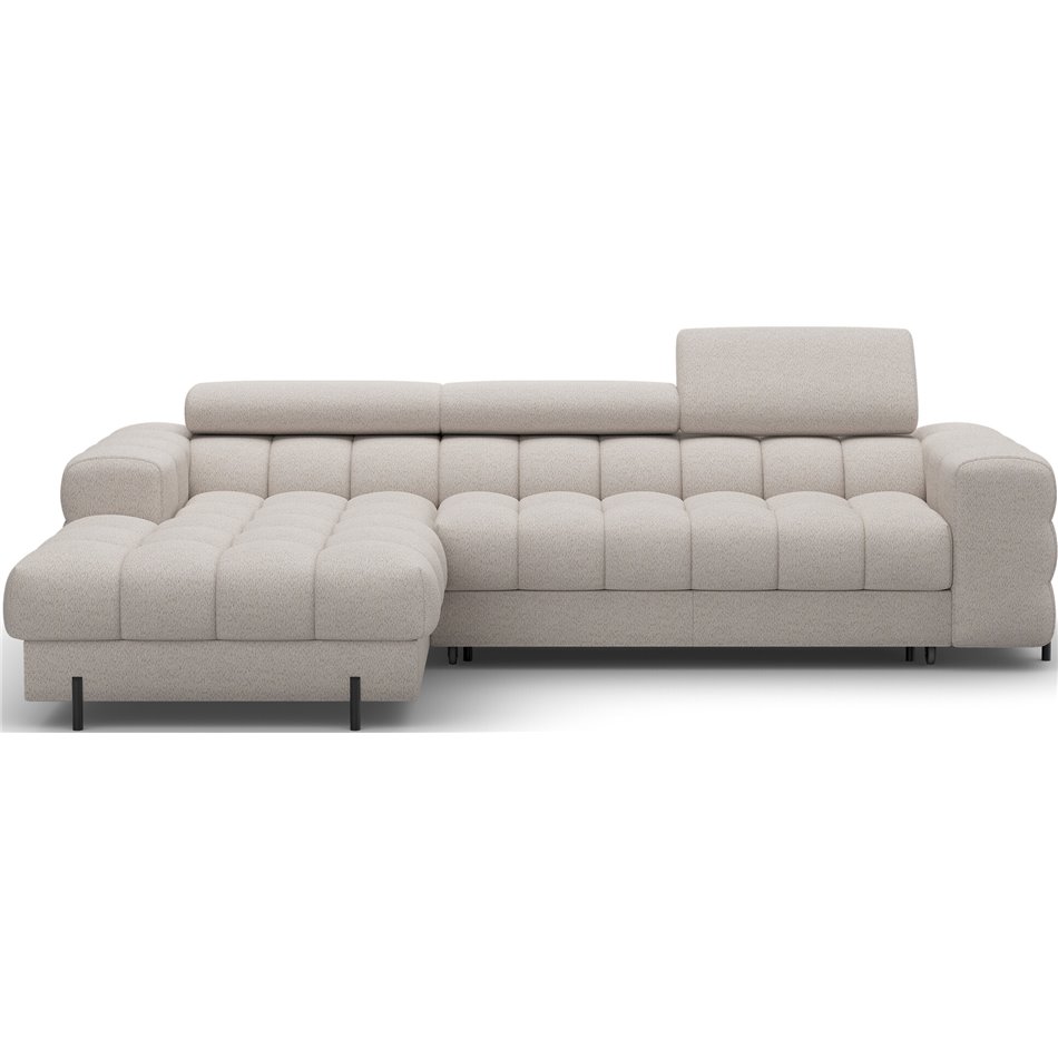 Corner sofa Elferlo L, sleeping function, Royal 18, boucle, beige, H93x285x181cm