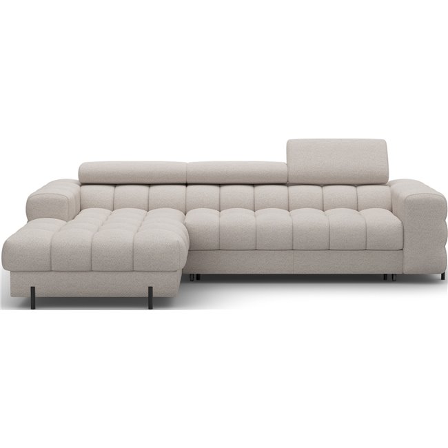 Corner sofa Elferlo L, sleeping function, Royal 18, boucle, beige, H93x285x181cm