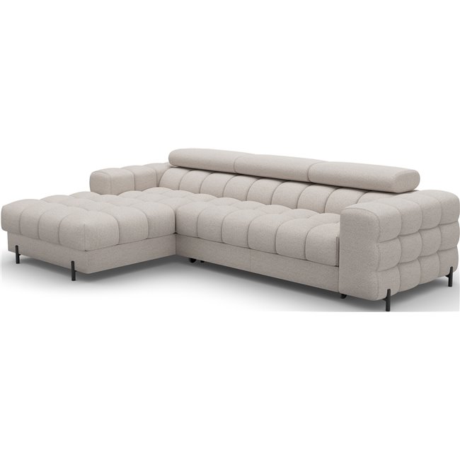 Corner sofa Elferlo L, sleeping function, Royal 18, boucle, beige, H93x285x181cm
