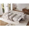 Corner sofa Elferlo L, sleeping function, Royal 18, boucle, beige, H93x285x181cm