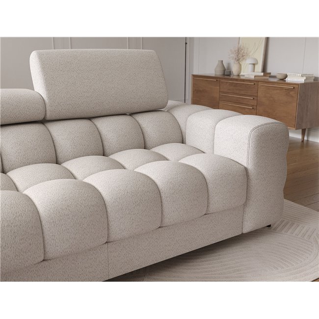 Corner sofa Elferlo L, sleeping function, Royal 18, boucle, beige, H93x285x181cm