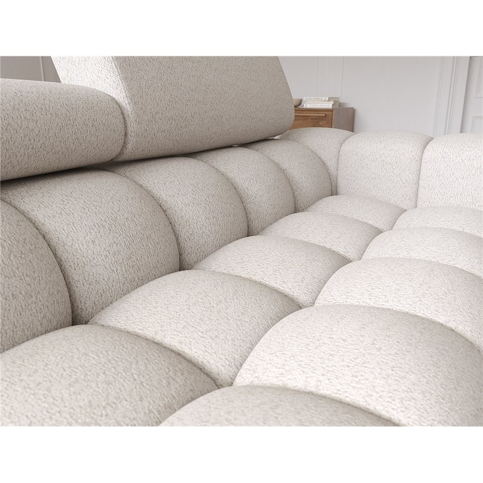 Corner sofa Elferlo L, sleeping function, Royal 18, boucle, beige, H93x285x181cm