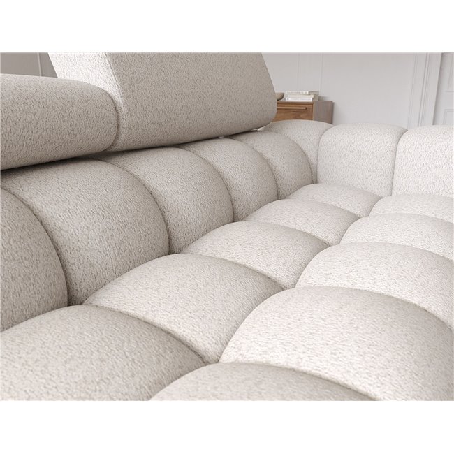 Corner sofa Elferlo L, sleeping function, Royal 18, boucle, beige, H93x285x181cm