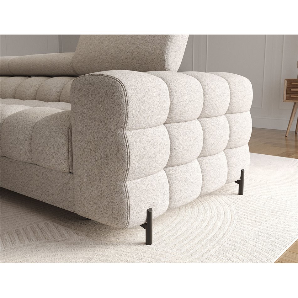 Corner sofa Elferlo L, sleeping function, Royal 18, boucle, beige, H93x285x181cm