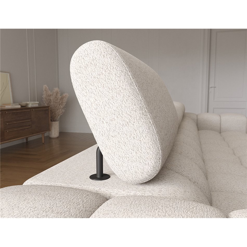 Corner sofa Elferlo L, sleeping function, Royal 18, boucle, beige, H93x285x181cm