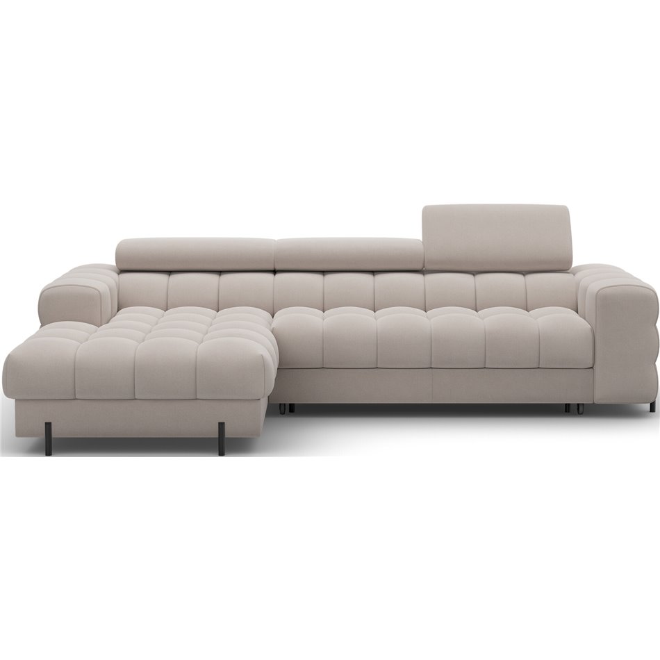 Corner sofa Elferlo L, sleeping function, Sola 18, beige, H93x285x181cm