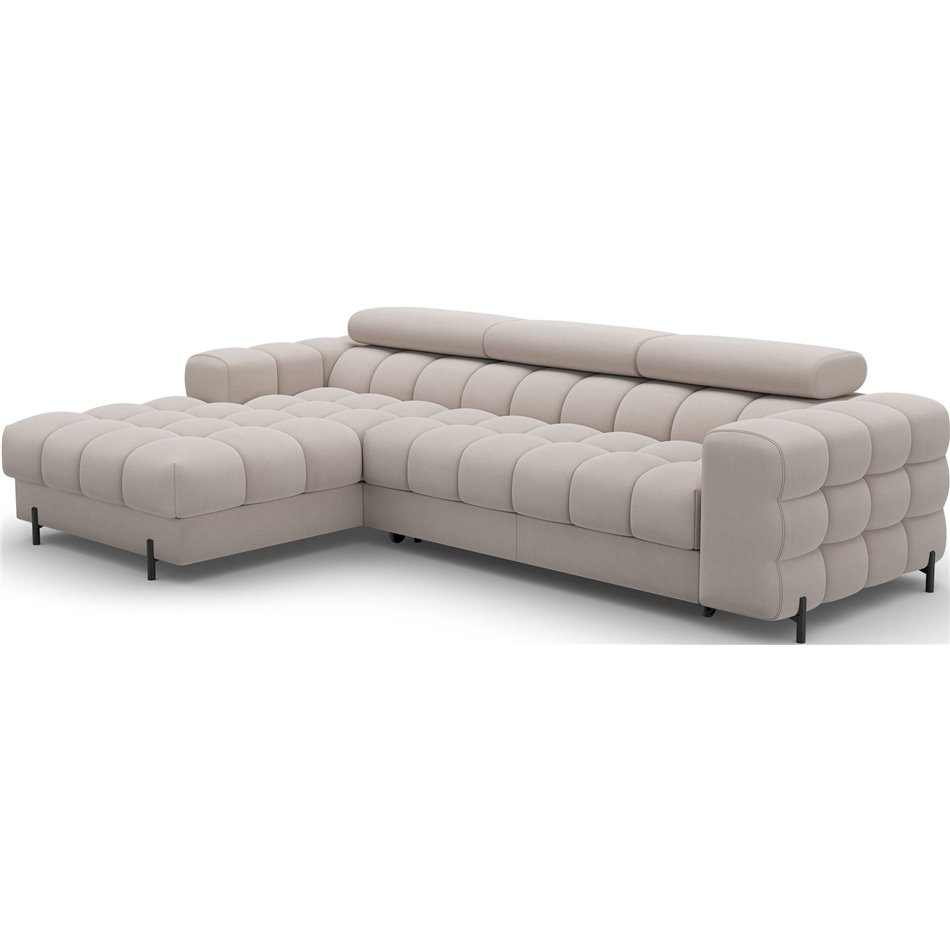 Corner sofa Elferlo L, sleeping function, Sola 18, beige, H93x285x181cm