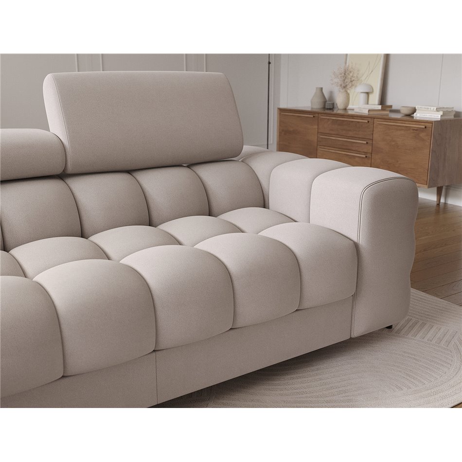 Corner sofa Elferlo L, sleeping function, Sola 18, beige, H93x285x181cm