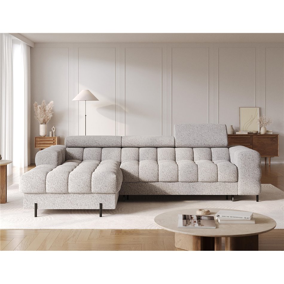 Corner sofa Elferlo L, sleeping function, Pellerito 20, grey, H93x285x181cm