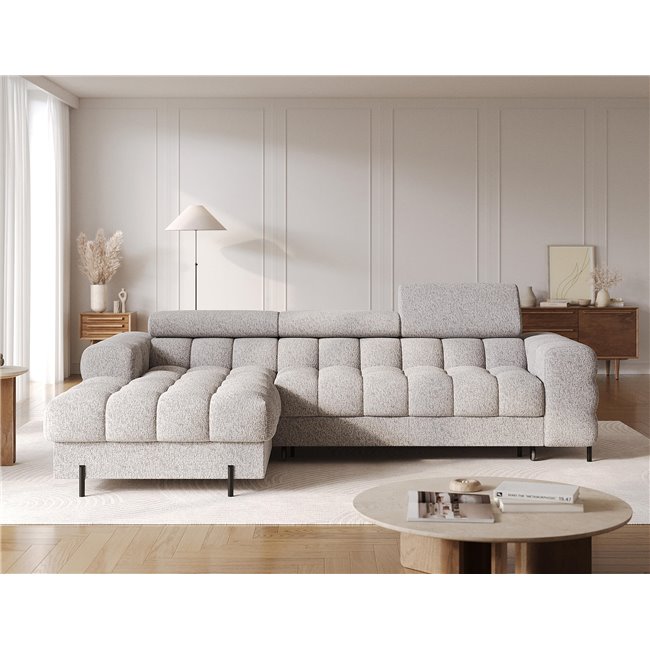 Corner sofa Elferlo L, sleeping function, Pellerito 20, grey, H93x285x181cm