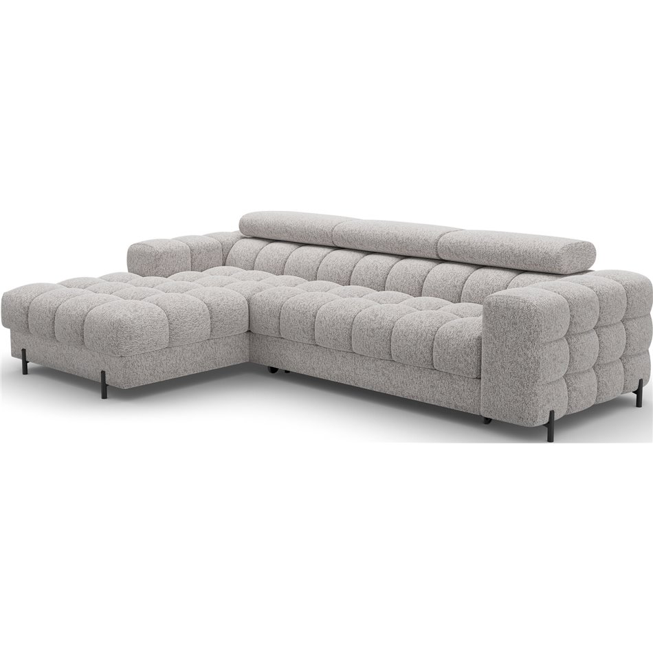 Corner sofa Elferlo L, sleeping function, Pellerito 20, grey, H93x285x181cm