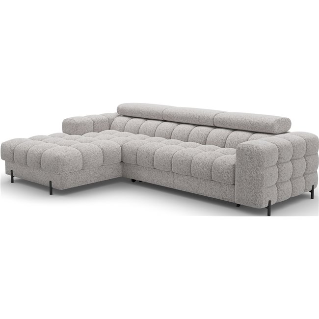 Corner sofa Elferlo L, sleeping function, Pellerito 20, grey, H93x285x181cm
