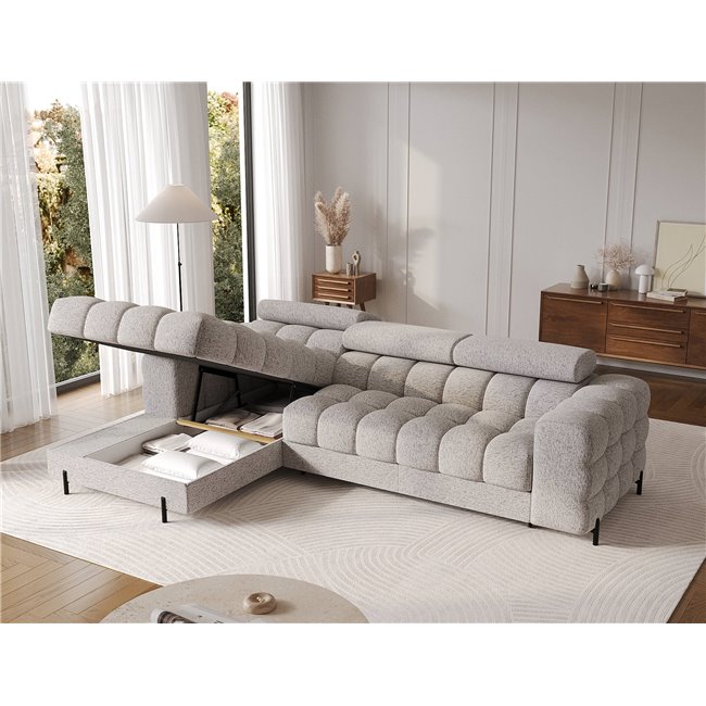 Corner sofa Elferlo L, sleeping function, Pellerito 20, grey, H93x285x181cm