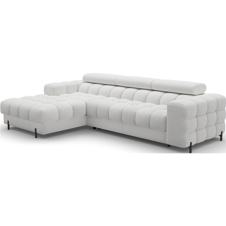 Corner sofa Elferlo L, sleeping function, Royal 03, boucle, grey, H93x285x181cm