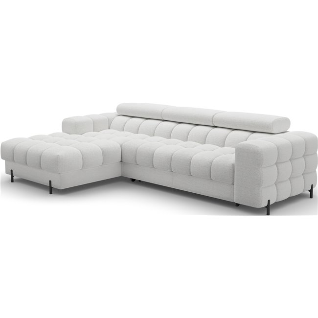 Corner sofa Elferlo L, sleeping function, Royal 03, boucle, grey, H93x285x181cm