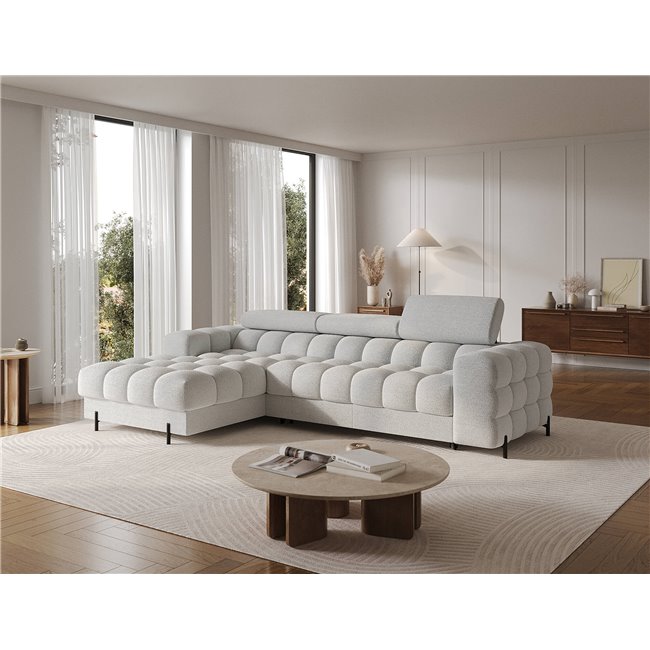 Corner sofa Elferlo L, sleeping function, Royal 03, boucle, grey, H93x285x181cm