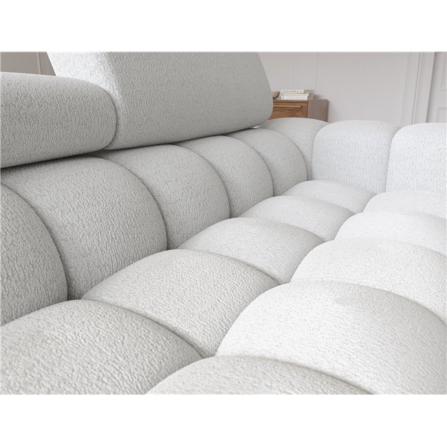 Corner sofa Elferlo L, sleeping function, Royal 03, boucle, grey, H93x285x181cm