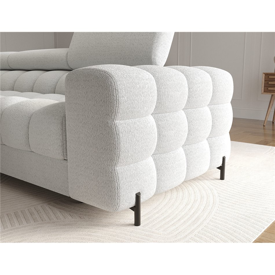 Corner sofa Elferlo L, sleeping function, Royal 03, boucle, grey, H93x285x181cm