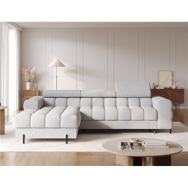 Corner sofa Elferlo L, sleeping function, Pellerito 03, grey, H93x285x181cm